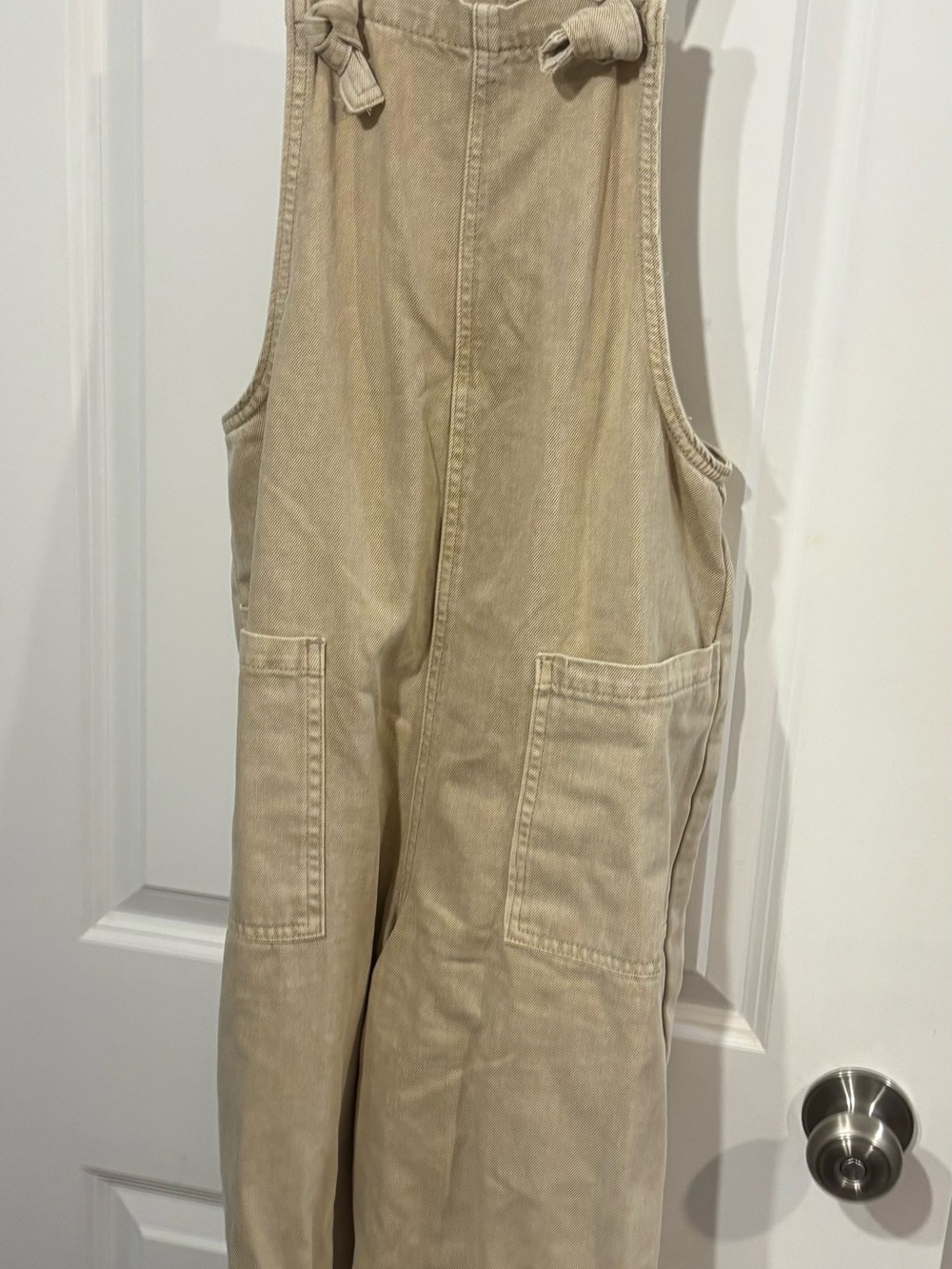 Zara Cream Utility Overalls with Front Pockets